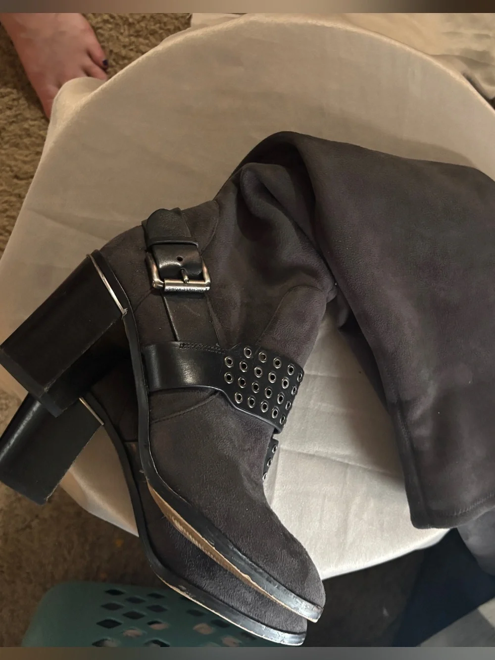 MICHAEL Michael Kors Black Over-the-Knee Zip heel boots, suede and leather